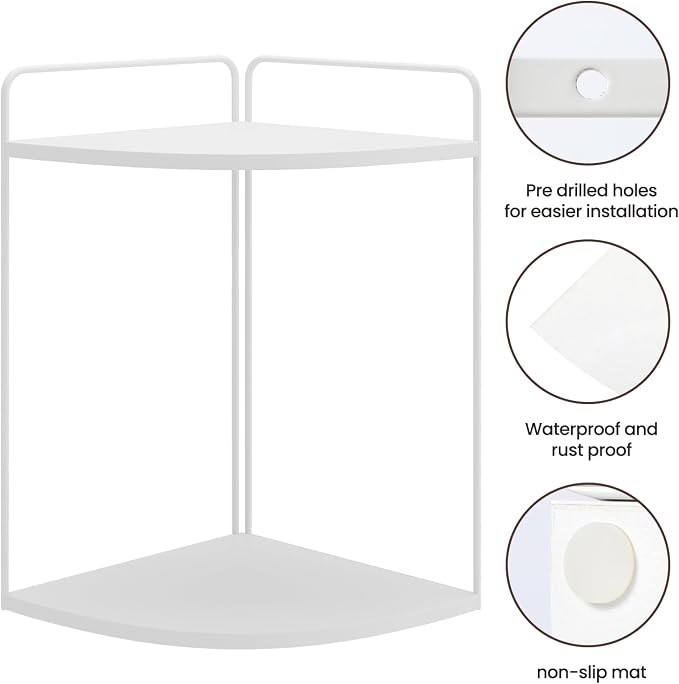 Forest Angle Bathroom Counter Organizer,Countertop Organizer,Vanity Organizers,Bathroom Storage,Bathroom Sink Caddy,Counter Shelf,Corner Counter,Corner Shelves(White)