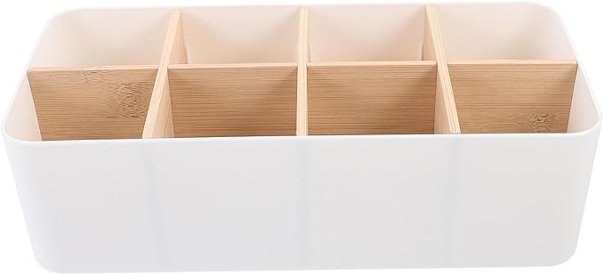 STOBAZA 6 Compartment Bamboo Storage Box 5X5X3 Inch Desktop Organizer for Kitchen Office and Home Storage Bins and Containers