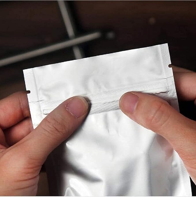 100 Pack Mylar Bags for Food Storage 3.3 x 5.5 Inch Resealable Smell Proof Bags Aluminum Foil Packaging Pouch Bag Silver