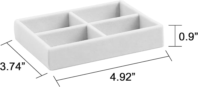 Frebeauty Small Jewelry Trays for Drawer,2 Pack 4 Grid Earring Organizer | Jewelry Display for Rings Stud,Jewelry Box Inserts,Drawer Inserts,Adjustable Dividers,Earring Organizer,Stackable,Mini Size