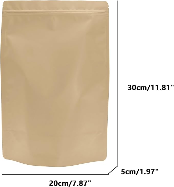 50PCS Smell Proof Resealable Pouch Bags,ULIFESTAR Aluminum Foil Flat Food Storage Bag,Sealable Pcsaging Zipper Pouches with Tear Notches for Pcsaging Lipgloss,Jewelry,etc(20*30cm/7.87*11.81",Gold)