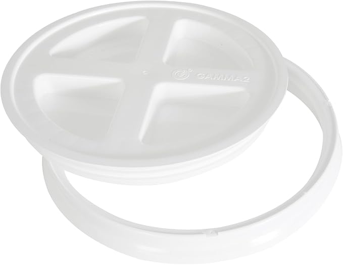 Gamma2 Seal Lid - Pet Food Storage Container Lids - Fits 3.5, 5, 6, & 7 Gallon Buckets, White, 4122E, Made in USA, Fits a 3.5 to 7 Gallon Bucket