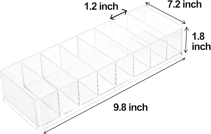 ZEXALOR Clear Drawer Organizer, 8 Sections Clear Organizer Drawer Dividers Office Desk Tray Bathroom Makeup Jewelry Trays (9.8×3.1×1.7")