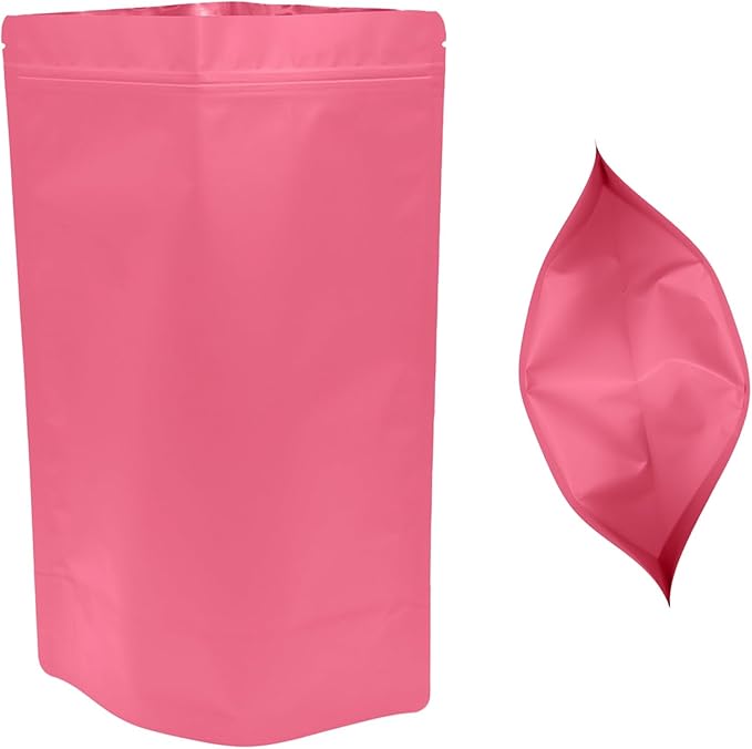 50PCS Smell Proof Resealable Pouch Bags,ULIFESTAR Aluminum Foil Flat Food Storage Bag,Sealable Pcsaging Zipper Pouches with Tear Notches for Pcsaging Lipgloss,Jewelry,etc(20*30cm/7.87*11.81",Pink)