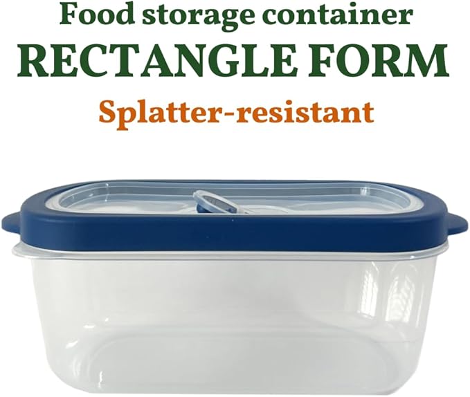 10-Piece Rectangle Food Storage Containers with Vented Lids, Airtight and BPA Free, Stackable, Microwave, Freezer, and Dishwasher Safe (BLUE)