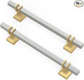 10 Pack 6-1/4 Inch Cabinet Pulls Brushed Nickel and Gold Cabinet Pulls, Silver and Gold Dresser Drawer Pulls Kitchen Cabinet Hardware