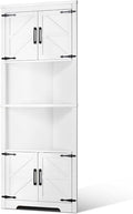 VEVOR 68" Tall Corner Storage Cabinet, 6 Tiers Farmhouse Storage Cabinet with 4 Wooden Doors & Adjustable Shelves, Freestanding Corner Kitchen Cabinet for Living Room, Kitchen, Laundry Room, White