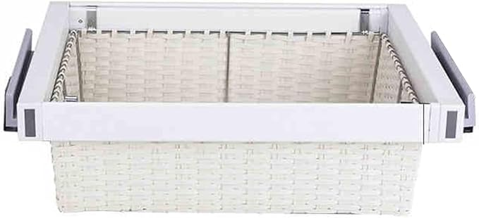 Pull Out Cabinet Storage Basket,Wardrobe Storage Organiser,Easy Pull Out Drawer Dividers for Closet,Stackable Detachable,for Kitchen Office Wardrobes Cupboard Storage(White,745mm x 446mm x192mm)