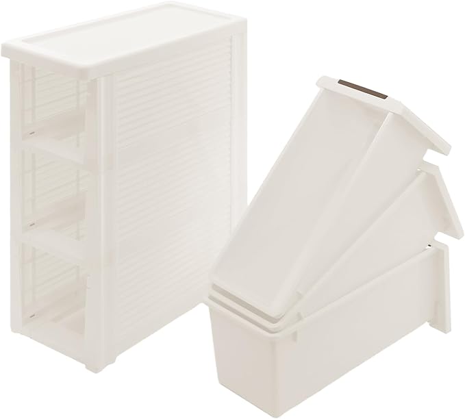 PERFERATE Narrow Plastic Storage Cabinet with 3Drawers Slim Storage Drawers with Wheels Tall Chest Organizer Cabinet Vertical for Small Spaces, Bedroom, Living Room, Office (3 Drawers)