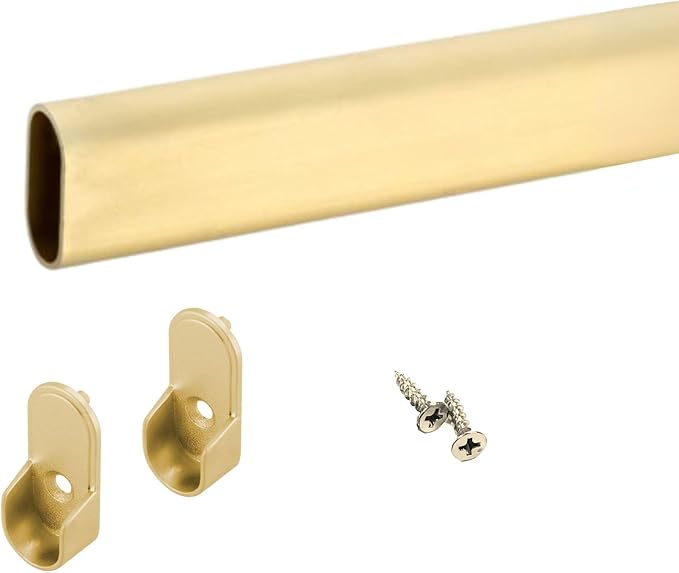 Oval Closet Rod with End Supports (MATTE BRASS - 30 inch)