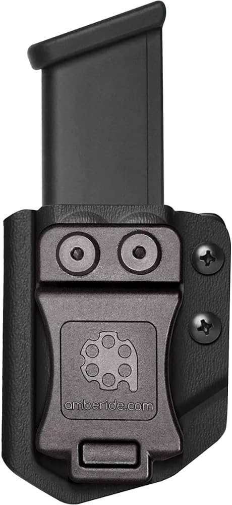Amberide Universal IWB/OWB Kydex Mag Carrier for 9mm / .40 & .45 ACP Magazines, Single and Double Stack, Adjustable Retention, Ambidextrous, Fits 1.5" Belt, Made in USA