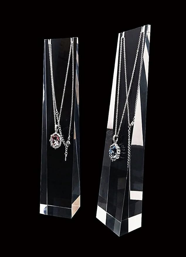 High Transparent Acrylic Jewelry Display Stand.Minimalist Style Jewelry Holder for Necklaces, Earrings, Watch,Bracklet.Multiple Design Fit for Home and Exhibition Jewelry Storage Display. (Clear)