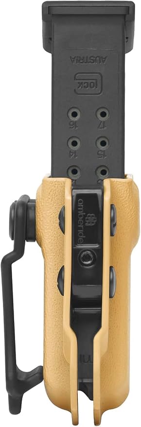 Amberide Universal IWB/OWB Kydex Mag Carrier for 9mm / .40 & .45 ACP Magazines, Single and Double Stack, Adjustable Retention, Ambidextrous, Fits 1.5" Belt, Made in USA