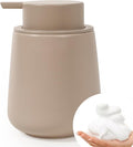 Bosilunlife 12Oz Ceramic Foam Soap Dispenser for Bathroom Kitchen Counter | Premium countertop foam pump creates delicate dense foam, stable desktop placement, Khaki
