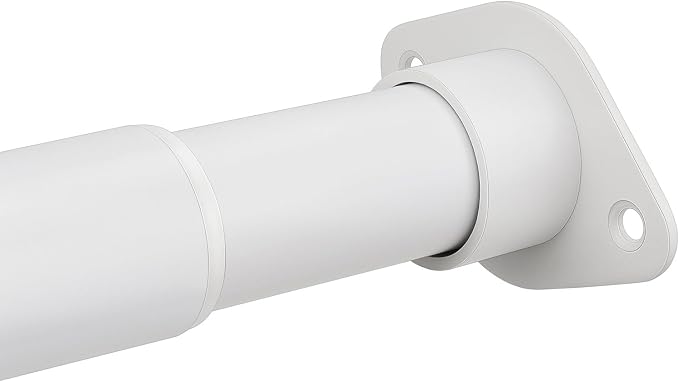 Closet Rod Upgraded Extra Strong, Adjustable Clothes Haning Rod 66 to 76 Inches, Stainless Steel Rod for Closet, White