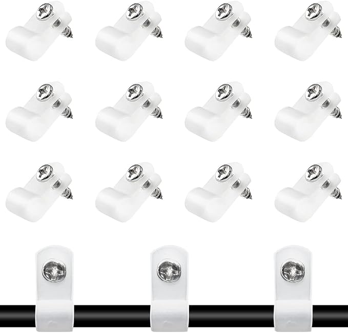 3/8 Inch R-Type Clip Clamp, 100 Pcs | Nylon P-Type Mounting Clips, Cable & Wire Management, Stainless Steel Screws Included