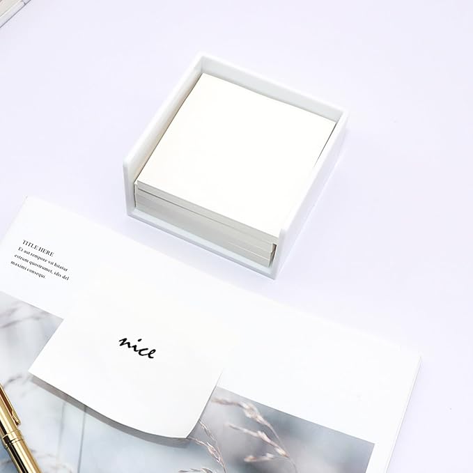 NatSumeBasics White Sticky Note Holder Dispenser, Fits 3" x 3" Memo Cube, Aesthetic Desk Organizer for Office Supplies