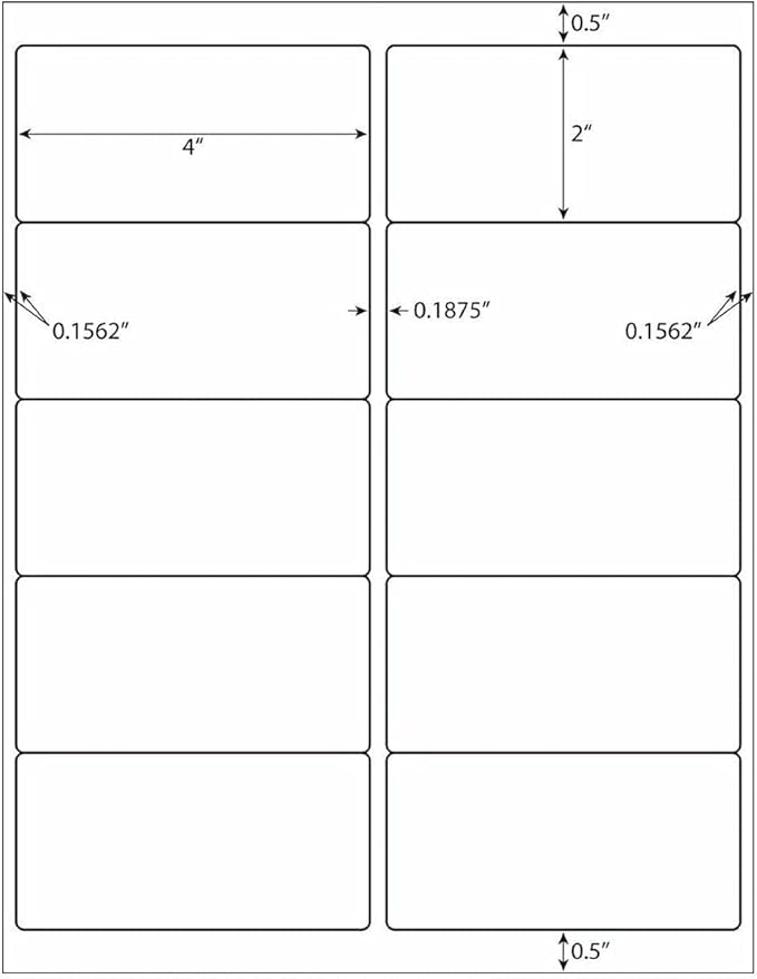 10up 500 Sheets Sticker Labels Compatible Laser/Ink Jet Shipping Labels, 2" X 4" Labels for Shipping/Mailing (5000 Labels)