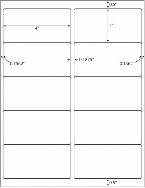 10up 500 Sheets Sticker Labels Compatible Laser/Ink Jet Shipping Labels, 2" X 4" Labels for Shipping/Mailing (5000 Labels)