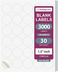 NextDayLabels 1.5 Inch Round Circle Stickers White Blank Labels for Laser Inkjet Printer - 30 Per Sheet Self-Adhesive Jar Candle Product Made in USA - 3000 Labels