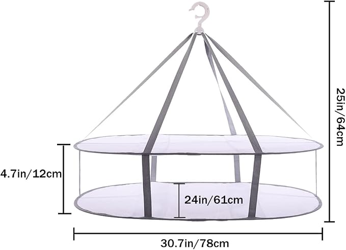 Large Folding Laundry Drying Rack, Clothes Drying Rack, Portable Sweater Drying Rack, Mesh Hanging air Dryer, Lay fold Flat Dry Hanger for Indoor Outdoor, Delicates, Towel, Socks,Swimsuit (Grey)