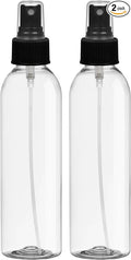 BRIGHTFROM Fine Mist Spray Bottles 6 OZ, Cylinder BPA Free Refillable Containers, Clear, Empty for Essential Oils, Spray, Water - 2 PACK (Black)