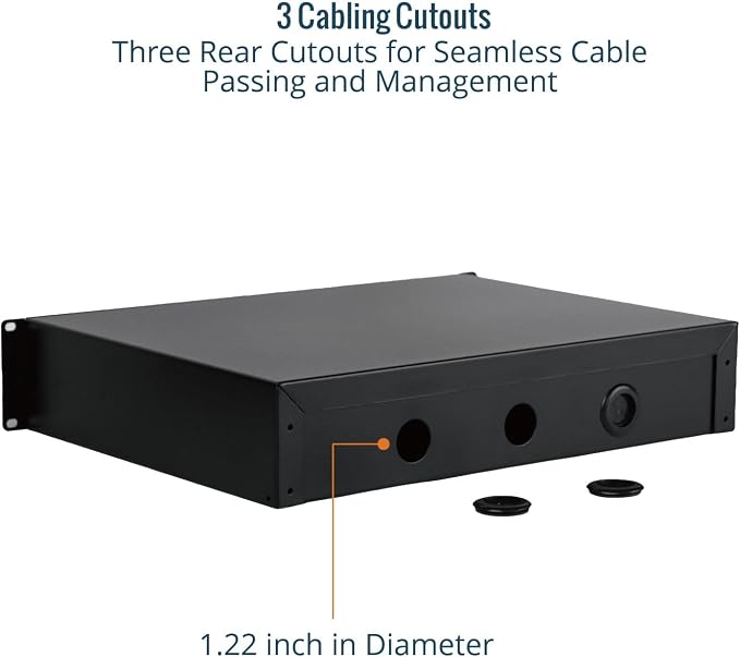 Tecmojo 2U Rack Drawer,Rack Mount Drawer for 19in Network Equipment/Server/AV Rack or Cabinet Enclosure,Sliding and Lockable Server Rack Drawer - Load-Bearing 44lb (20kg),with Cable Management Holes