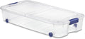 66 Quart Clear Underbed Storage Bin with Wheels & Latching Lid - Low Profile Plastic Storage Container for Clothes, Shoes, Bedding, Wrapping Paper Organizer, Slim Rolling Under Bed Storage Box