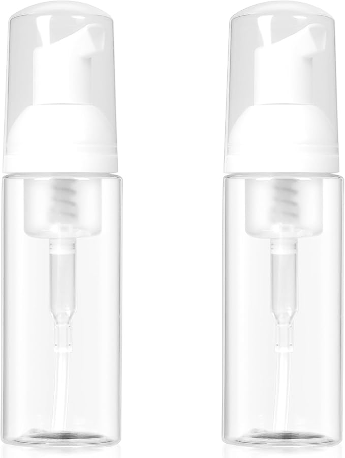 Travel Foam Pump Bottle 2oz - Leak-Proof BPA-Free Foaming Dispenser for Hand Soap, Shampoo, Facial Cleanser | Portable Refillable Containers for Gym, Travel, Home Use (2-Pack)