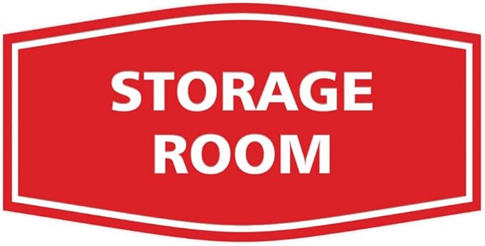 Signs ByLITA Fancy Storage Room Sign (Red) - Small 5 Pack