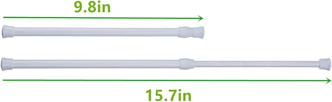 Cupboard Bars Tension Rods, 6 Pack Spring Tensions Rods 9.8 to 15.7 Inches Steel Adjustable Tension Curtain Rod Shower Rod Closet Rod Window Rods (White)