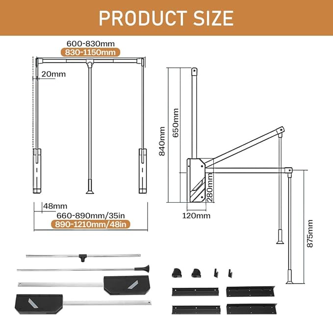 Pull Down Closet Rod 2 Pack, Stainless Steel Adjustable 26-35 inches | 60 lbs Capacity, Side & Back Mounted Soft-Close Two-way Buffering Closet Clothes Rod Wardrobe Lift Rail for Hanging Clothes