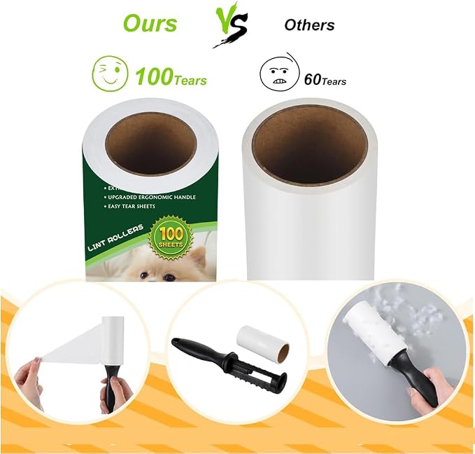 Lint Rollers for Pet Hair Extra Sticky | Large quantity and durable,deep cleaning,Reusable,600 Sheets Value Set,Daily cleaning tools,2 Upgraded Handles
