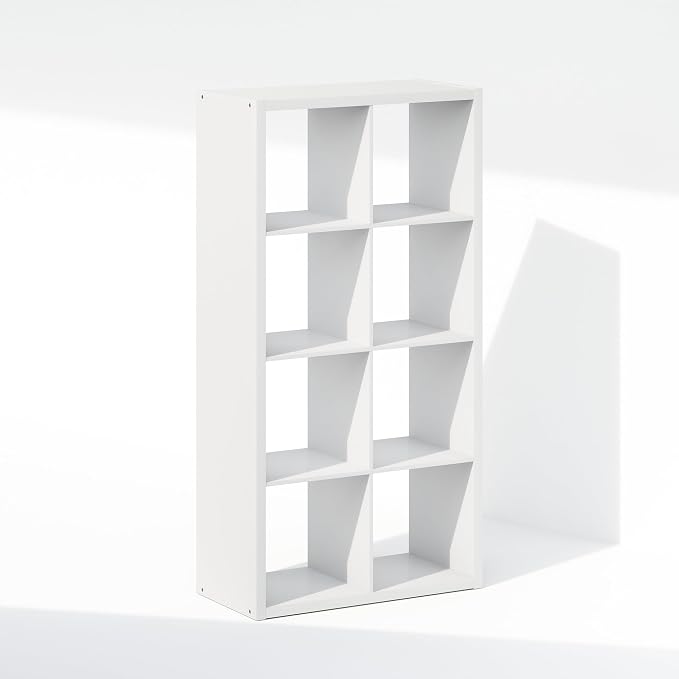 Furinno Cubic Extra Thick 8-Cube Closet Organizers and Storage, White | 14.6 x 30 x 58 in, Open Shelf Closet Storage, Closet Organizer, for Wardrobe, Bedroom, Living Room