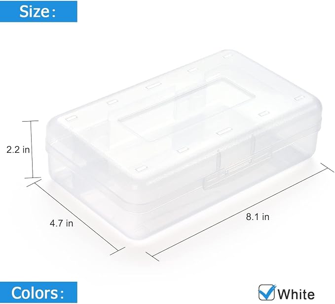 Blulu 6 Pack Large Plastic Pencil Case Box Clear Pencil Boxes Bulk Hard Crayon Box Storage with Snap Lids 8.1 x 4.7 x 2.2 Inch Painting Organizer Classroom Stationery School Supplies (Clear)