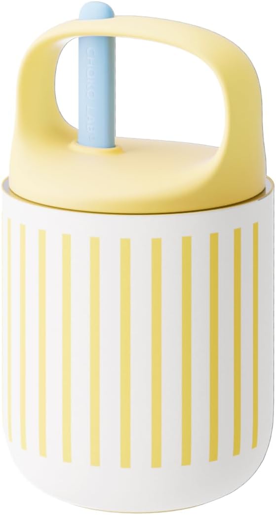 CHAKO LAB Food Jar 15 oz | Stainless Steel Vacuum Insulated for Hot Food and Cold Food | Wide Mouth Leak Proof Lunch Storage for Smoothie Bowl, Soup, Yogurt(Yellow and White)
