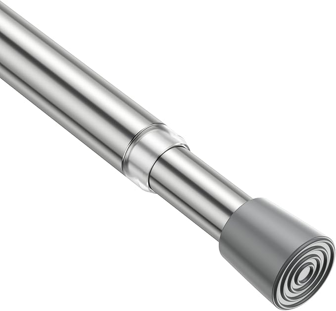 1 Pack Spring Tension Rods 26-39in, 5/8 Inch Diameter Silver No Drill Spring Loaded Adjustable Extendable, Small Short Tension Curtain Rod for Windows Kitchen Doorway Closet Cupboard