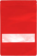 50PCS Foil Pouch Mylar Bags with Clear Window,ULIFESTAR Stand Up Sealable Bags with Tear Notches,Resealable for Food,Party Favors,Gift Packaging and Small Business(20 * 30cm/7.87 * 11.81",Red)