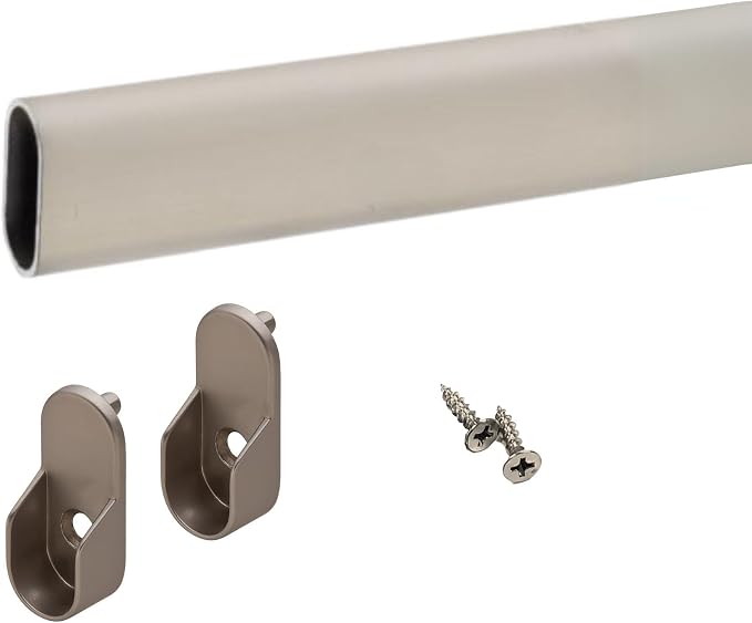 Oval Closet Rod with End Supports (MATTE NICKEL - 36 inch)