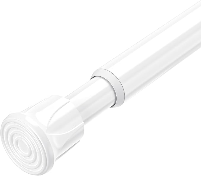 AIZESI Tension Rods for Windows 28 to 48 inch, Adjustable Short Curtain Rods No Drilling Small Tension Rods for Windows Door Kitchen Curtain, White