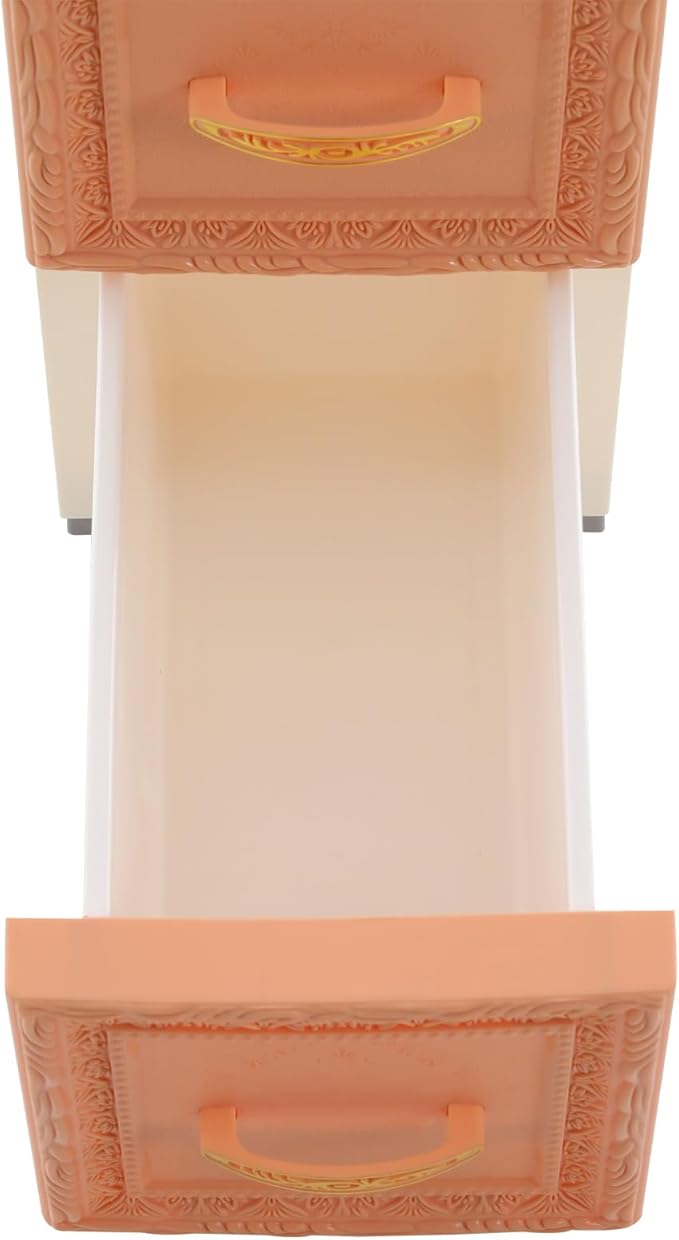 5-Tier Plastic Drawers Storage Dresser, 33"H Narrow Slim Storage Organizer Vertical Drawer Unit, Rolling Thin Storage Tower with Wheels for Small Spaces Gaps Home Furniture (Orange)