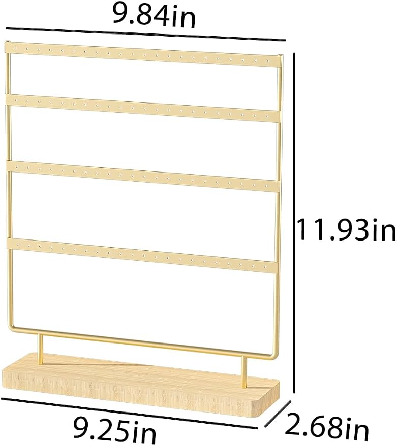 Julysky Earring Holder Organizer, Earring Stand, 4 Layers, Golden