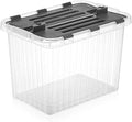Superio Clear Storage Bin with attached Lid, 27.5 Quart Storage Box with Hinged lid