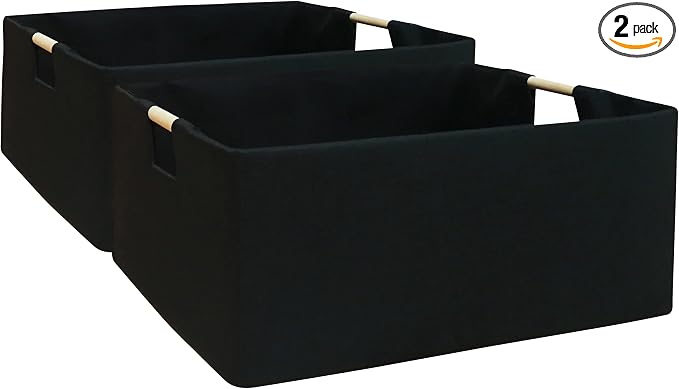 Storage Bin for Shelves Rectangle Closet Baskets Foldable Box with Handles Black Storage Boxes for Home Office Car Dormroom