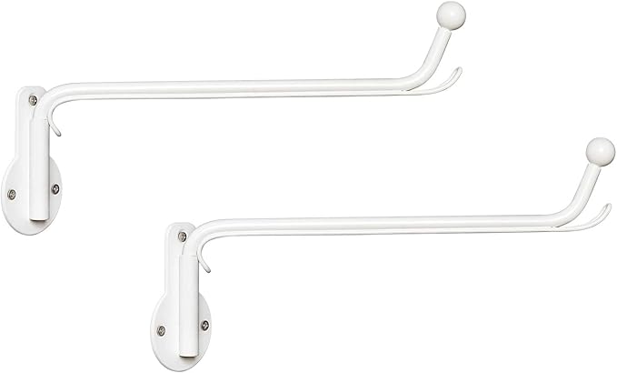 Mkono Wall Mounted Drying Rack Laundry Hook with Swing Arm Valet Rod 2 Pack | White, Laundry Room Organization, Space Saving, Foldable, Easy Install, Wall Clothes Hanger, Closet Bathroom Bedroom Organize