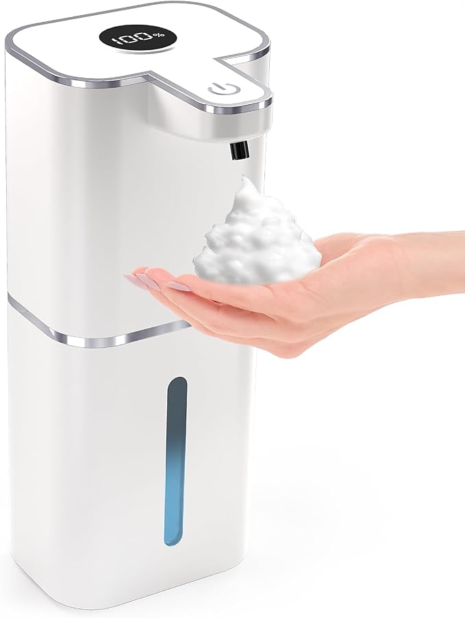 Automatic Foaming Soap Dispenser Touchless, 6-Level Adjustable,13.5oz/400ml Rechargeabled Wall Mounted Smart for Bathroom and Kitchen Dish Soap,White