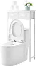 MOHOPE 2-Tier Over The Toilet Storage with 2 Fabric Drawers, Freestanding Above The Toilet Storage Cabinet, Space Saver Metal Over Toilet Bathroom Organizer Shelf for Small Space, White