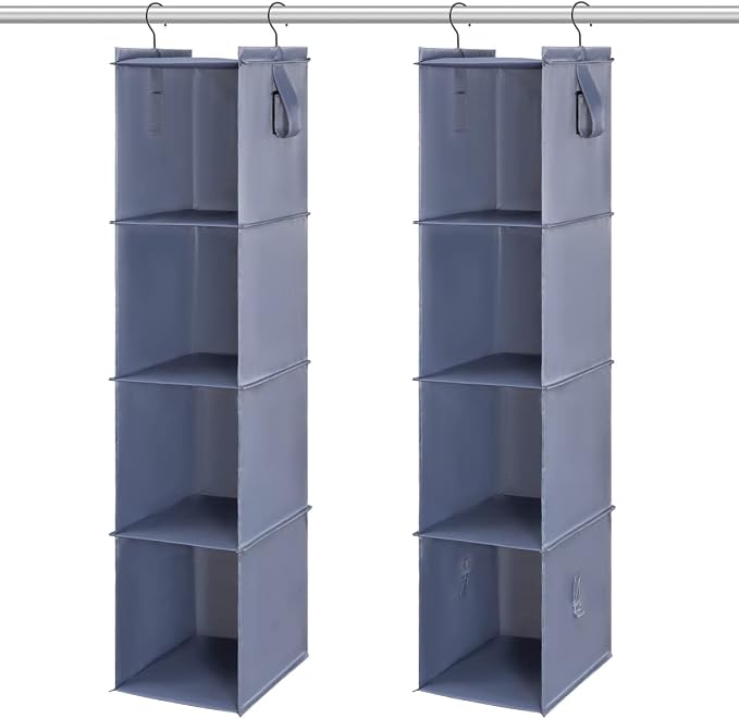 Hanging Closet Organizer Storage Shelf Rack Bag Sweater Hat Shoe | Hang Closet Organization Storing Shelves Rack Display, for Purse Handbag Clothes Hats Shoes, Space Saver Oxford Cloth 2 Pack