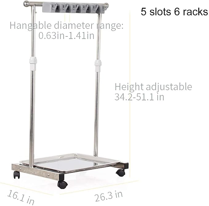 movable mop broom holder put wet mops floor standing cleaning tool rack stainless for schools, hospitals, factories, hotels, restaurant, etc.