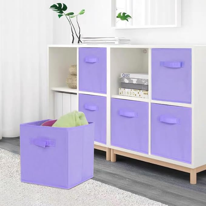 EBIGIC purple storage bins [6 Pack] 9.0"x7.5"x7.5",Mini Storage Box Fabirc Foldable Closet Toy Organizer Collapsible Cloth